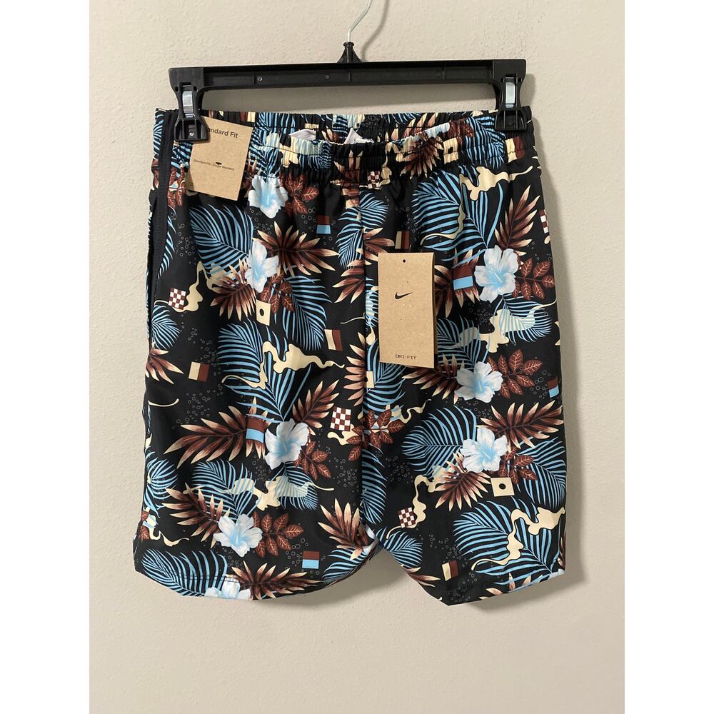 New Nike Kids Dri-Fit Training Shorts, Hawaiian Print, Size Large